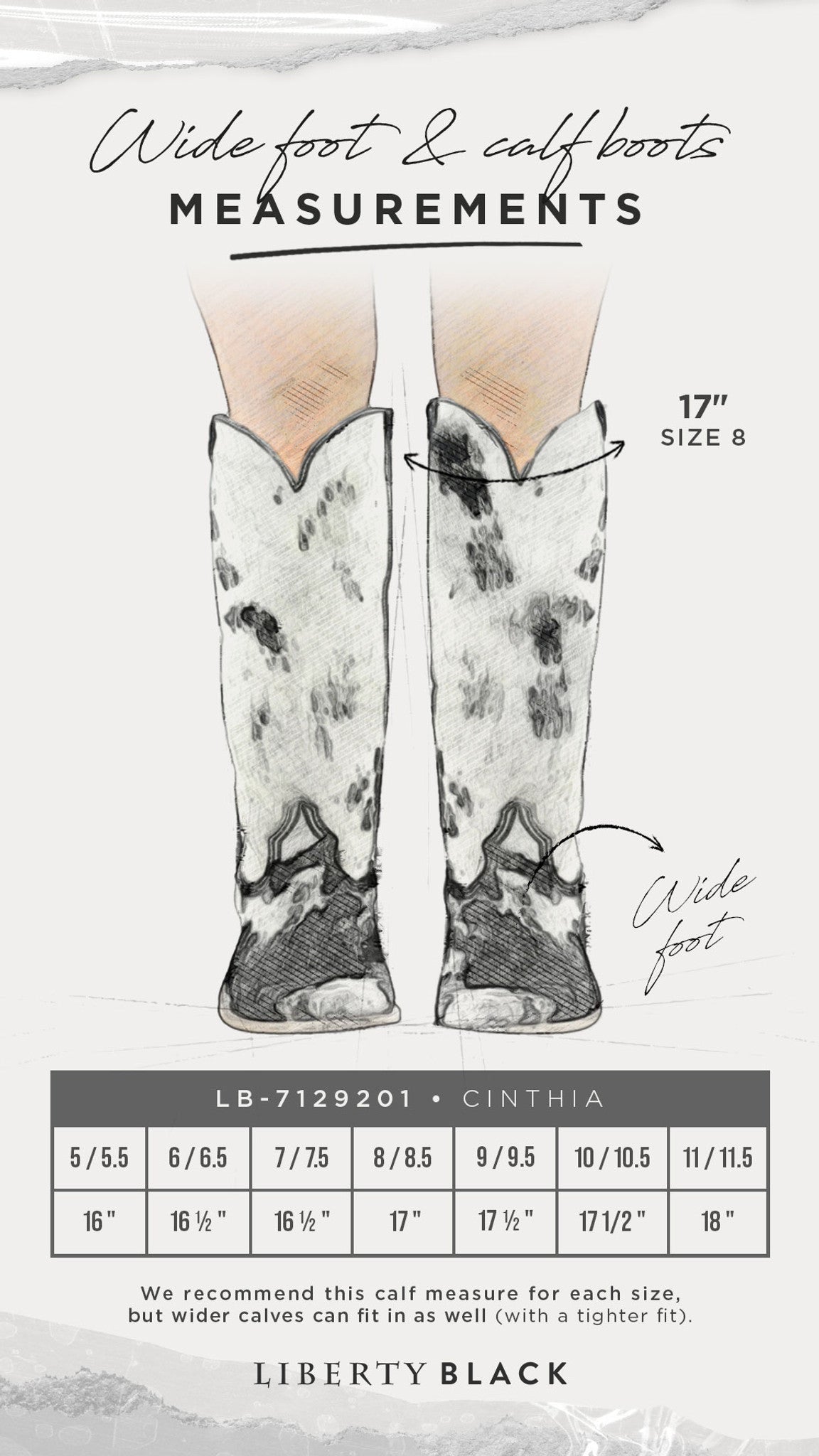 Ladies Cowhide LB Wide Calf Size 7.5