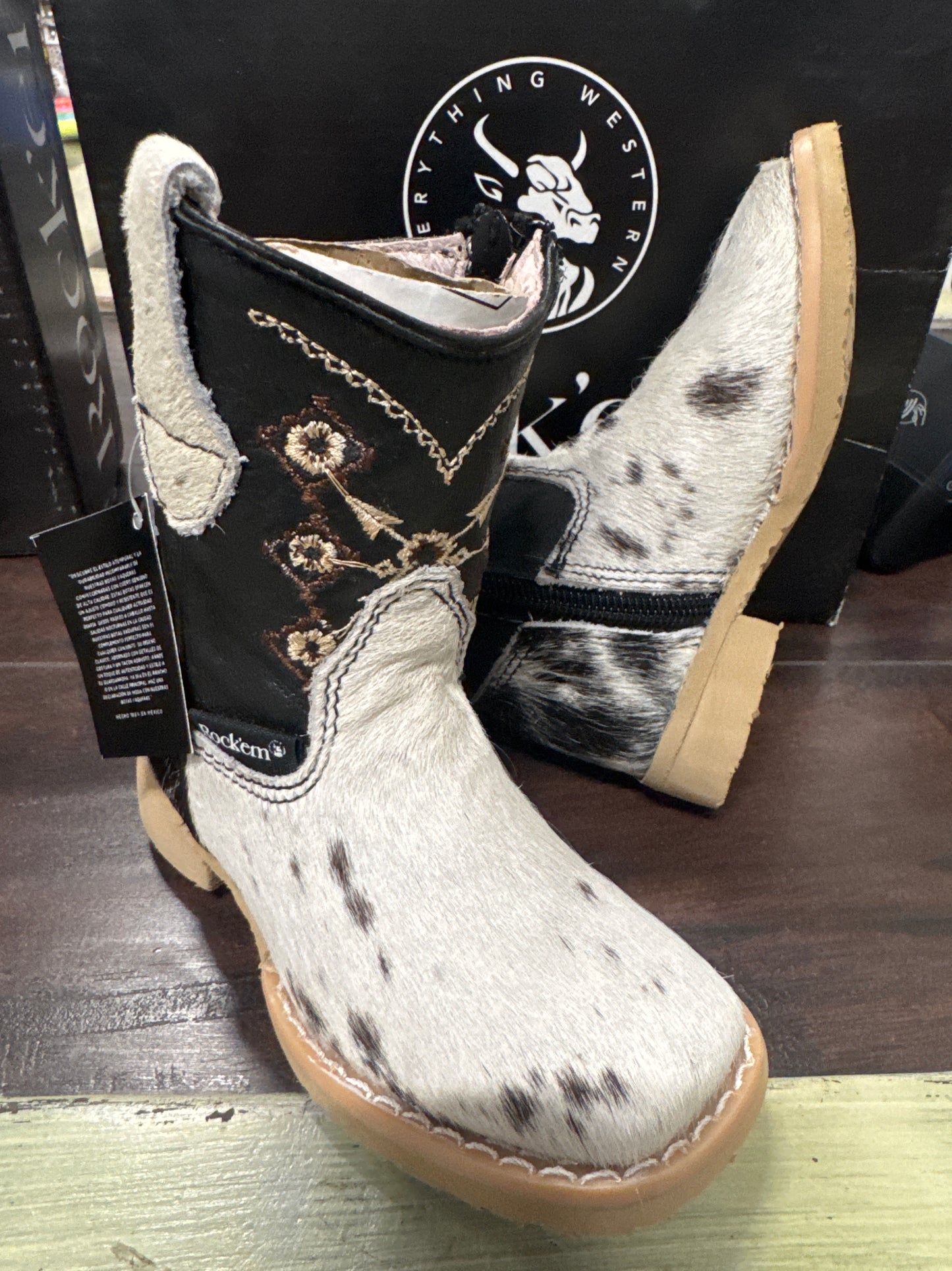 Toddler Girls Cowhide bl/wh