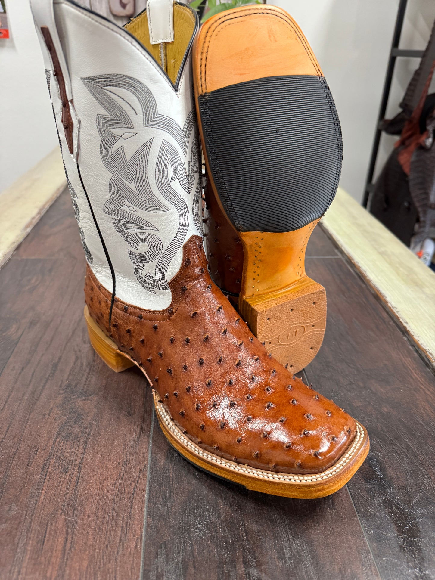 Brandy Ostrich Hybrid Soled