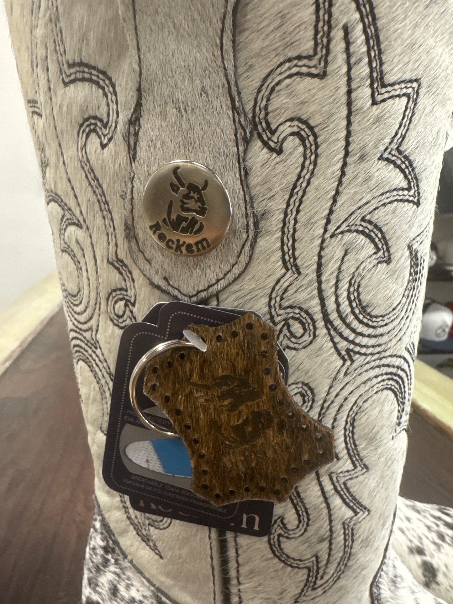 Ladies Rock’Em Katherine Cowhide bl/wh wide