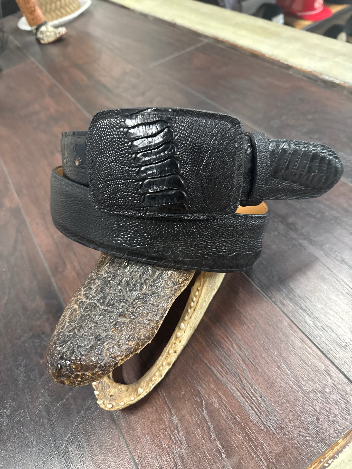 Ostrich Leg Belt- black