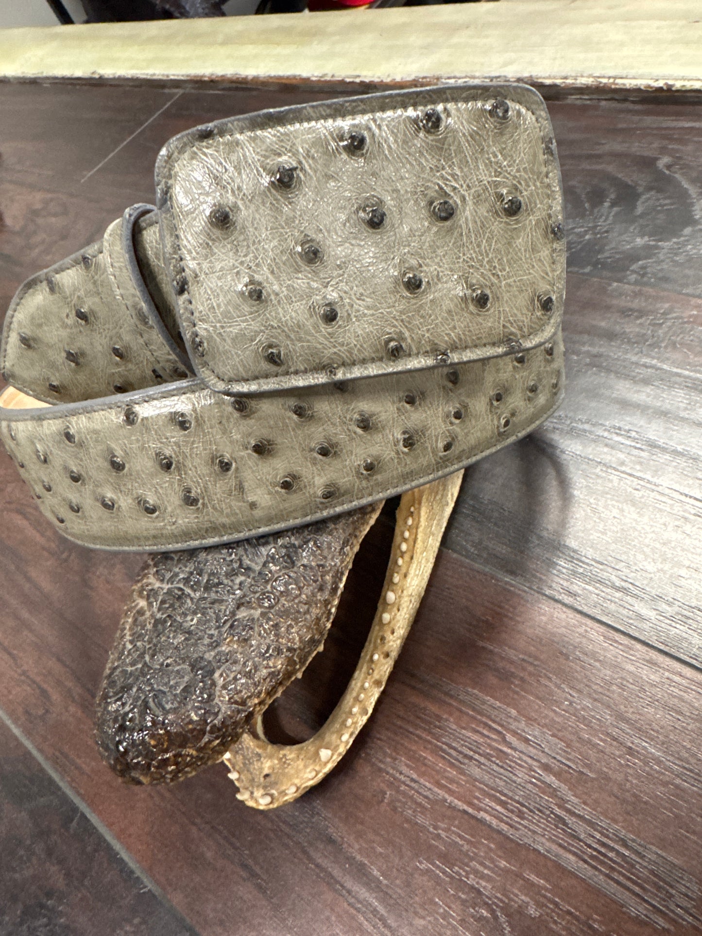 Ostrich Serpentine Bruciato Belt