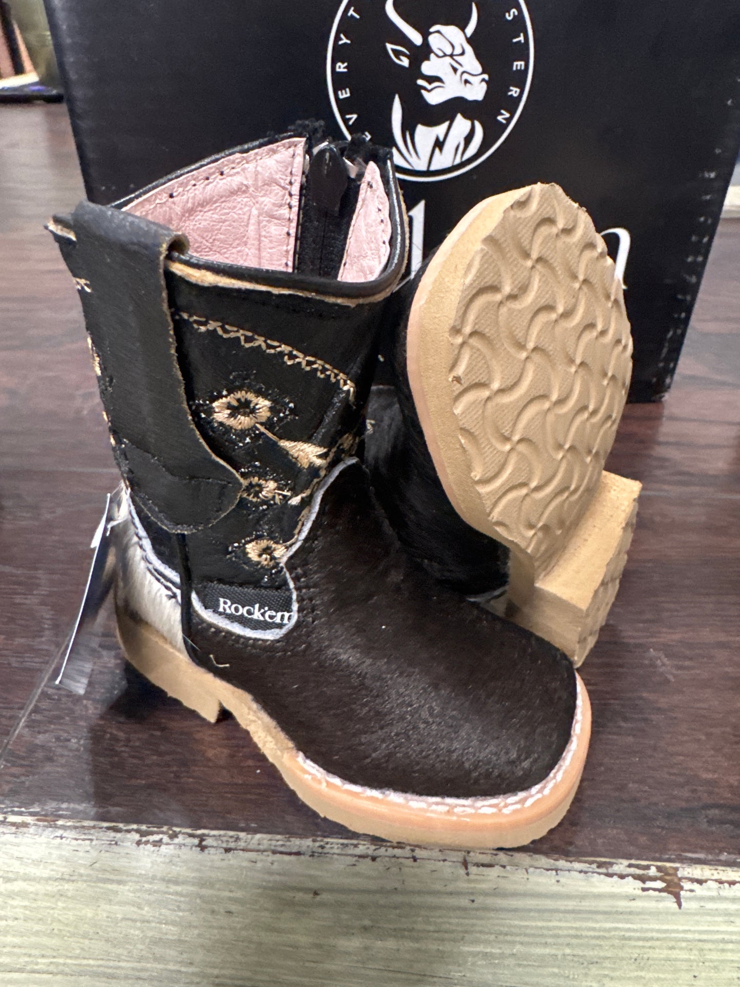 Toddler Girls Cowhide bl/wh