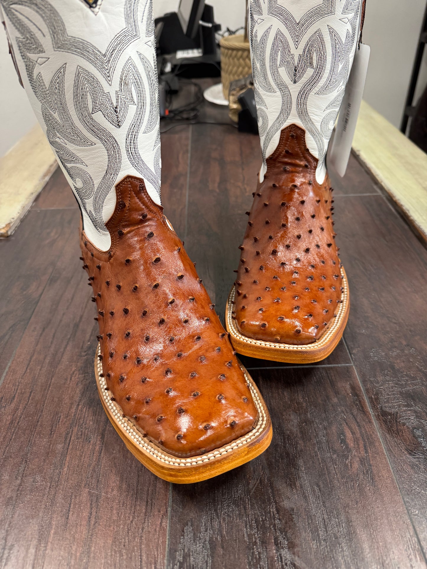 Brandy Ostrich Hybrid Soled