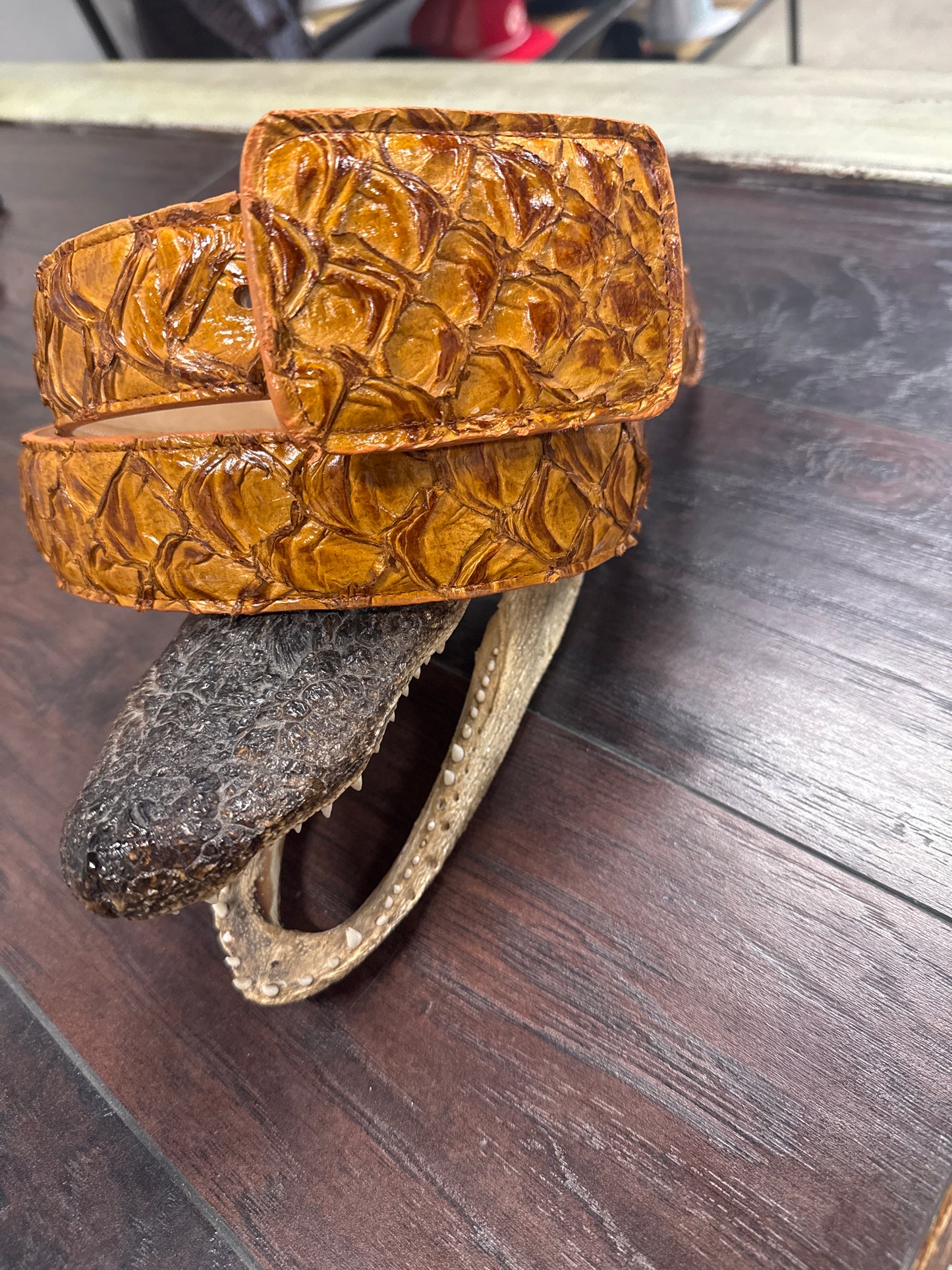 Pirarucu Belt- Ginger Chestnut
