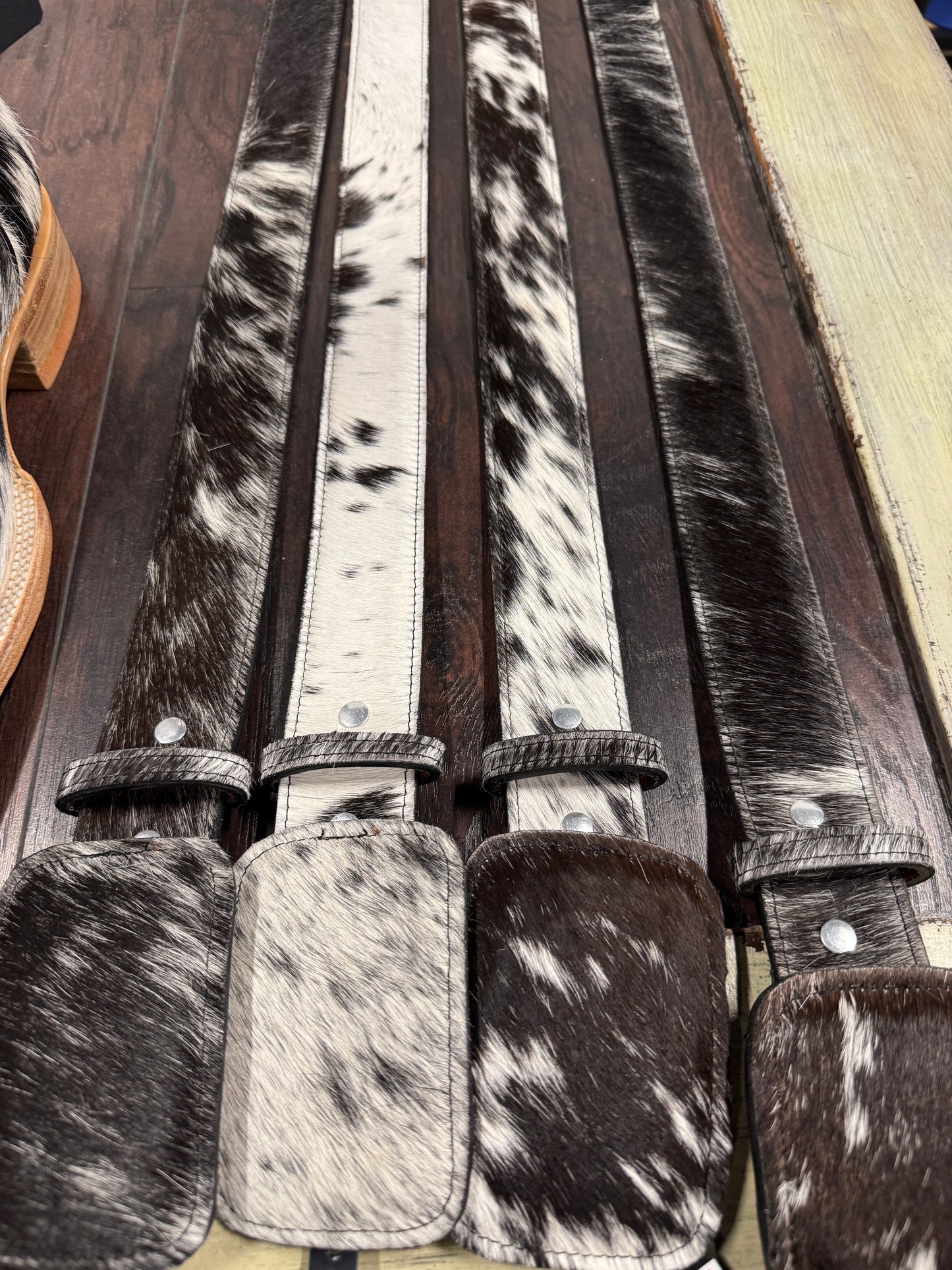 Belt Cowhide 1 3/4” width Bl/Wh