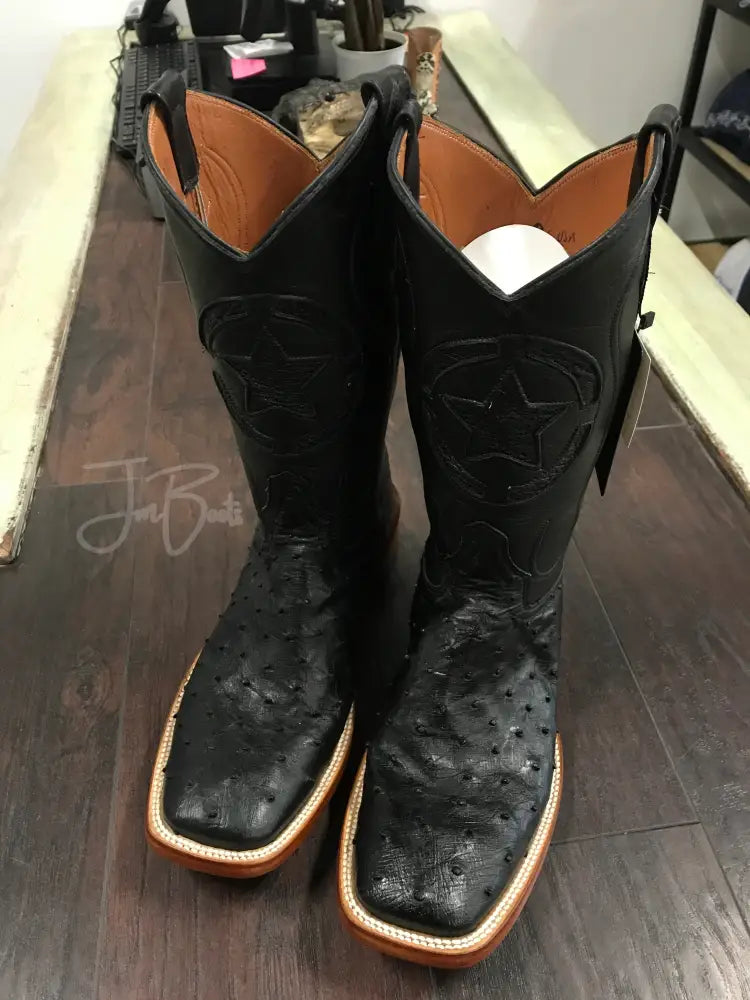 Black Ostrich- Justin - 9 E - Boots