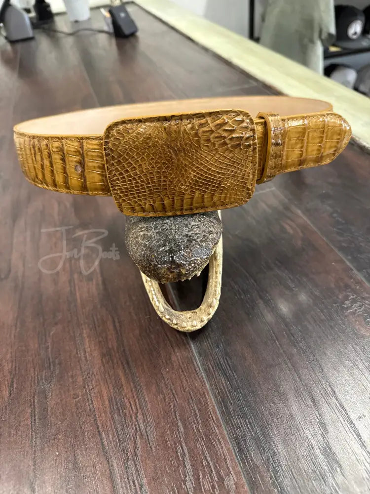Caiman Belt- Antique Saddle - Exotic- Belt