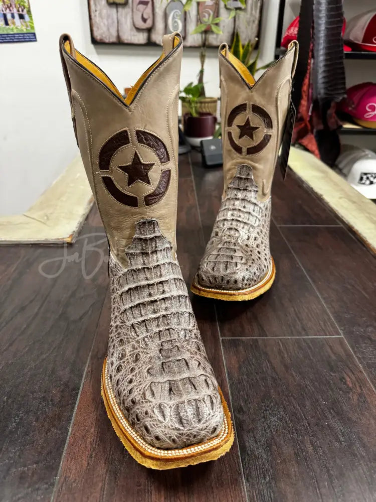 Caiman Hornback Mink & black Steel Toe - 10 1/2 EE - Boots