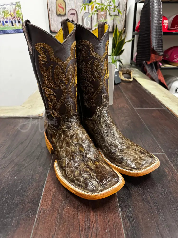 Marble Brown American Alligator Belly - 10 EE - Boots
