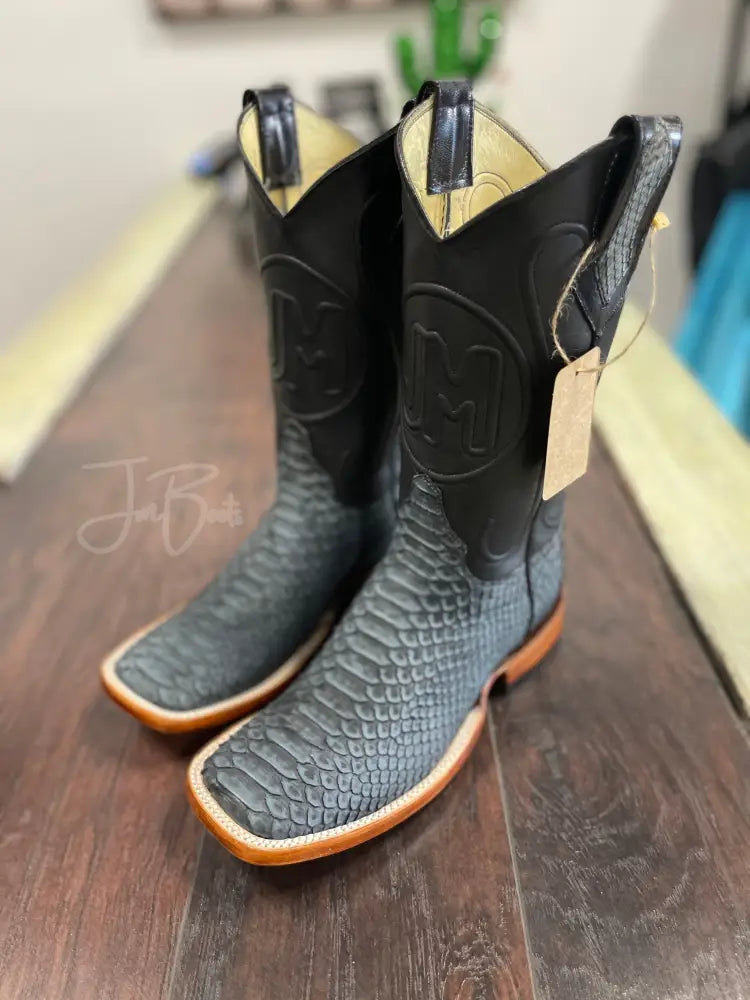 Python - Blue Gray double stitch Boots