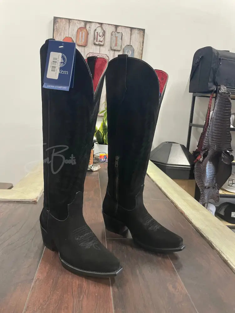 Valentina Suede Tall Snip Toe~ Wide Calf Cowboy boots