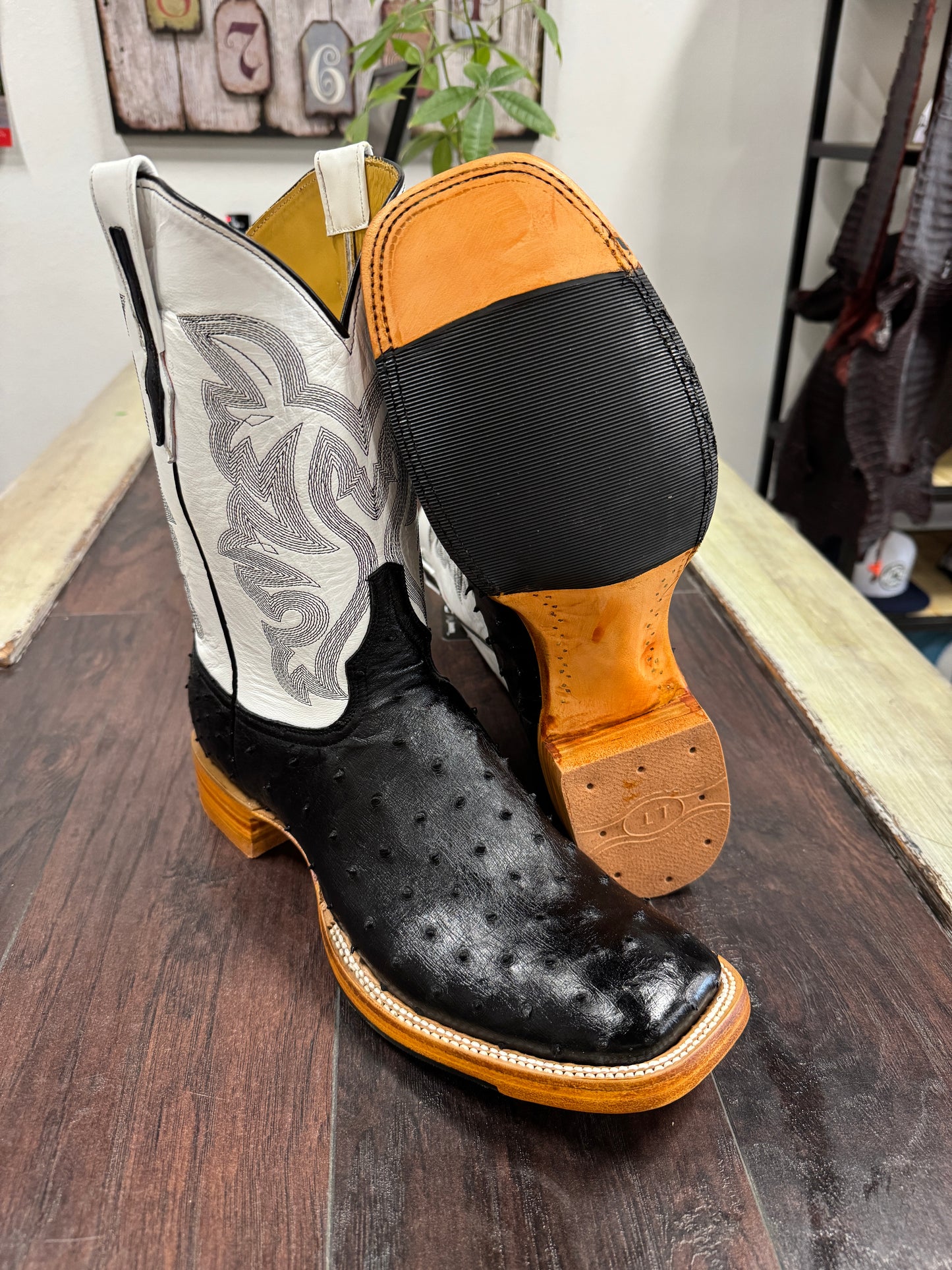 Black Ostrich Hybrid Sole