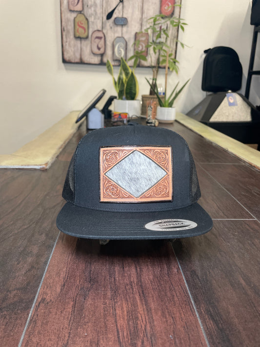 Diamond Cowhide Caps- Black