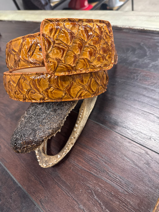 Pirarucu Belt- Ginger Chestnut