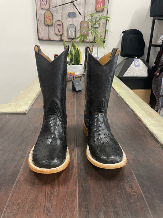 Black Ostrich- Round Toe