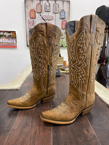 Alexa Midi Snip Toe Cowgirl Boot Wide Calf - Cowboy boots