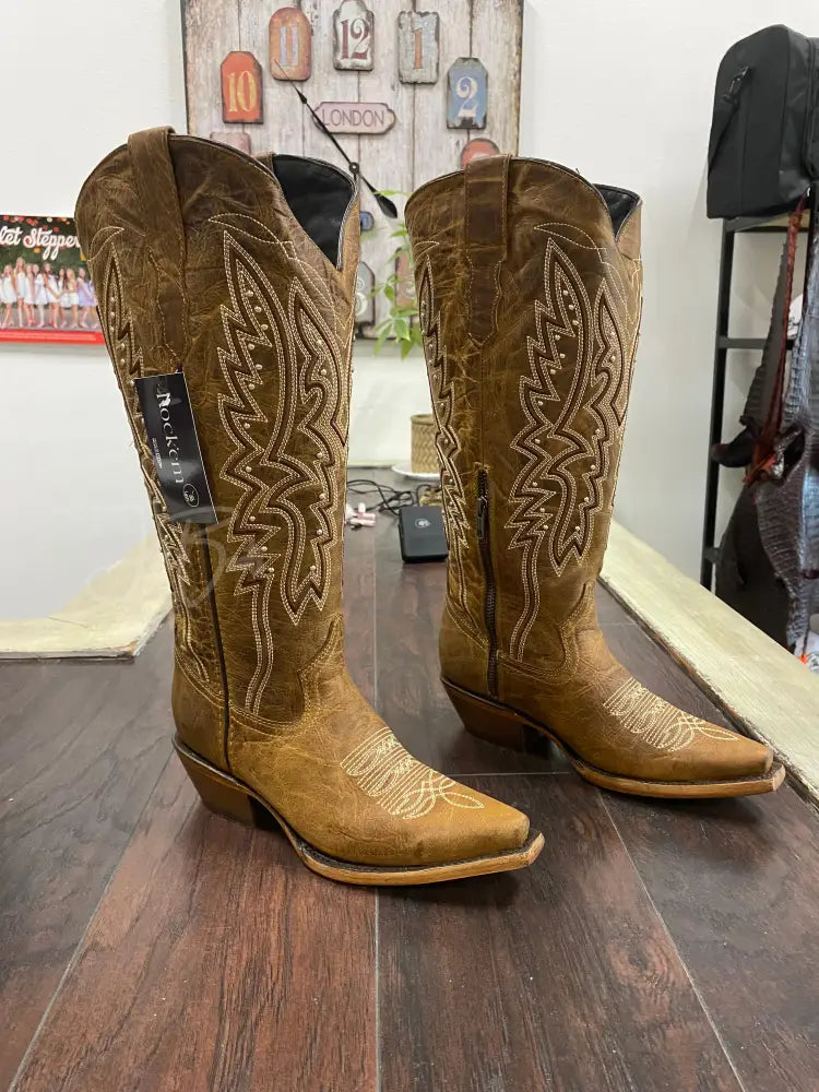 Alexa Midi Snip Toe Cowgirl Boot Wide Calf - Cowboy boots