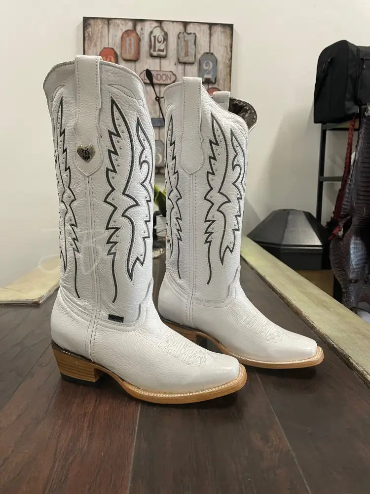 Alexa Rainbow Blanco - Cowboy boots