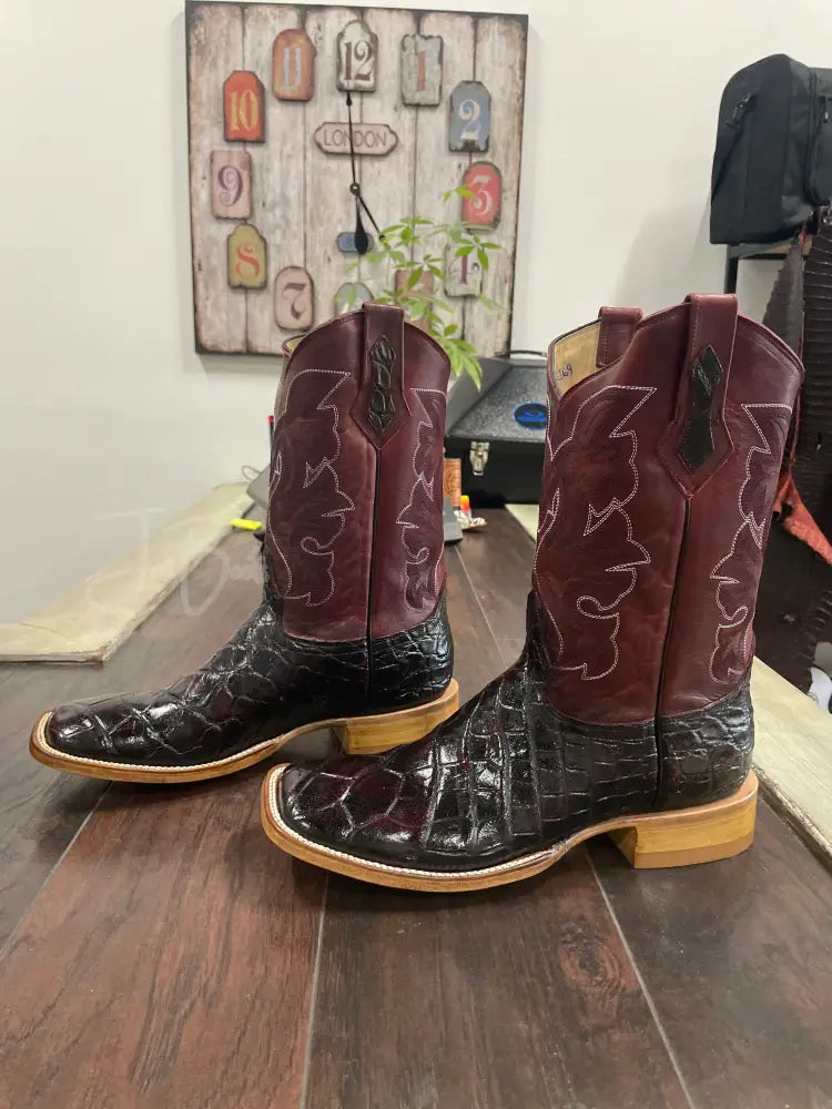 American Alligator~ Black Cherry - 10 1/2 EE - Boots