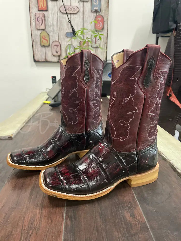 American Alligator~ Black Cherry - 10 EE - Boots