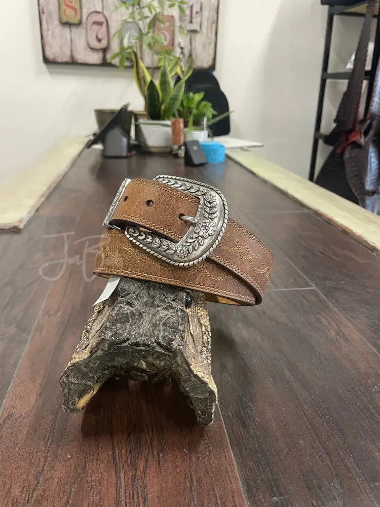 Ariat Brown Leather Boot Stitched Belt