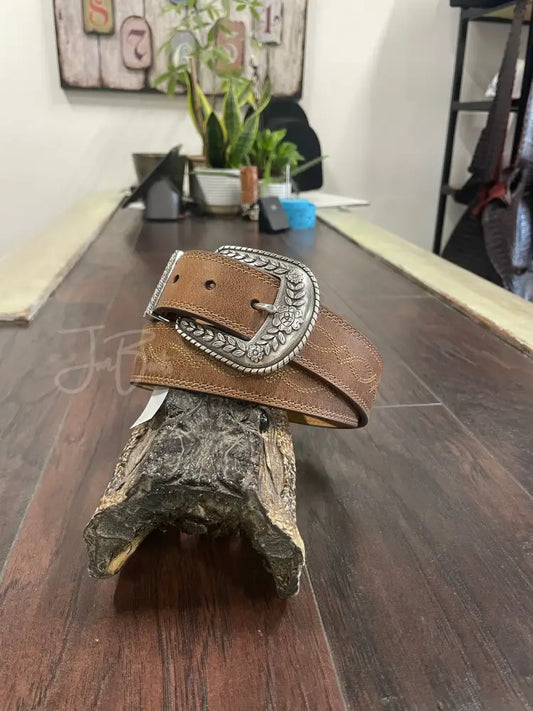 Ariat Brown Leather Boot Stitched Belt