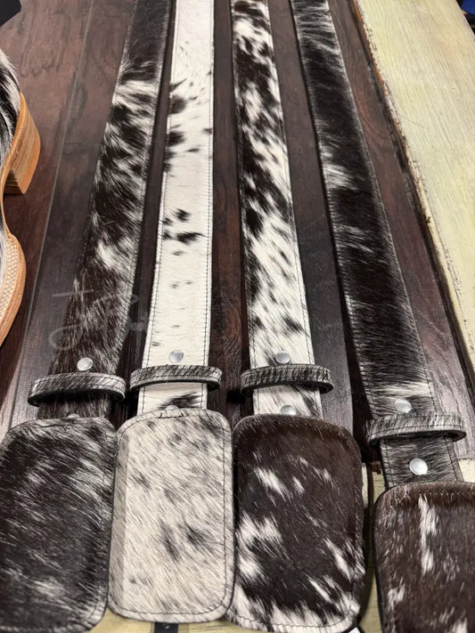 Belt Cowhide 1 3/4” width Bl/Wh - belt
