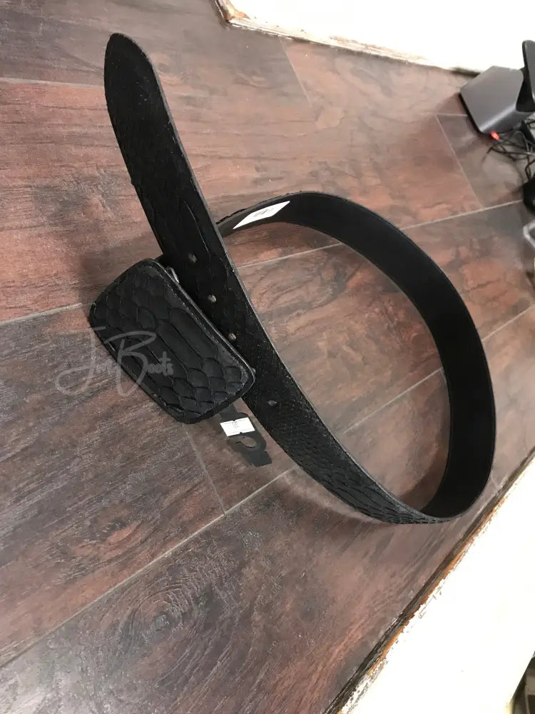 Belt Python Matte Black 2” - 2” - SZ 38 - Exotic- Belt