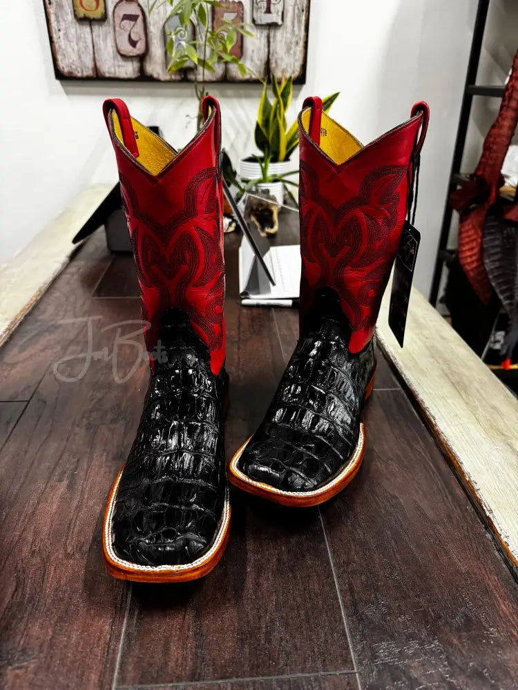 Black American Alligator Tail - 9EE - Boots