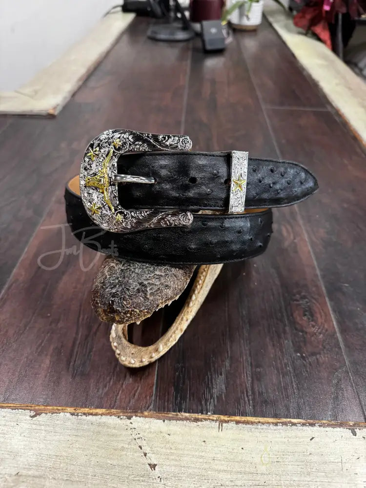 Black Ostrich belt