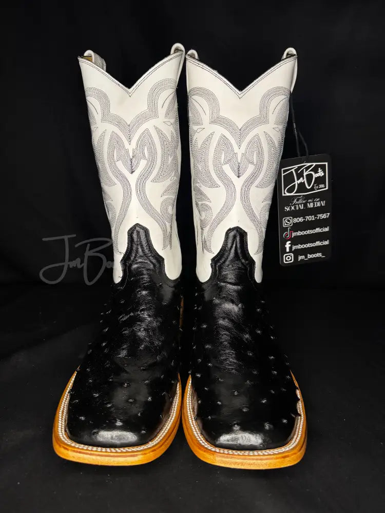 Black Ostrich Boots