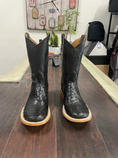 Black Ostrich boots- Round Toe 11 EE Boots