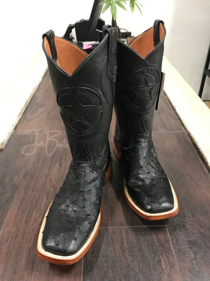Black Ostrich- Justin - 9 E - Boots