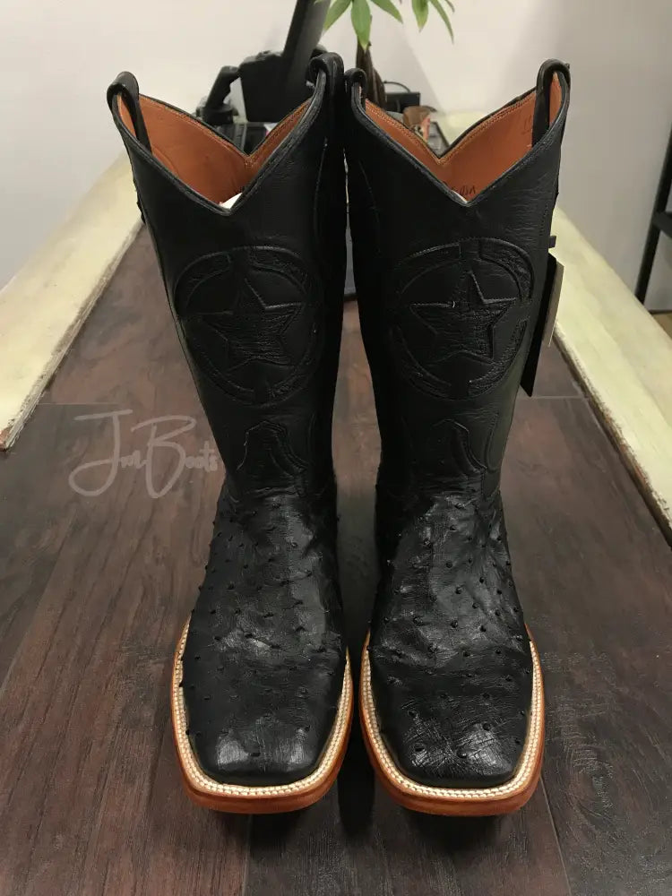 Black Ostrich- Justin - 9 E - Boots