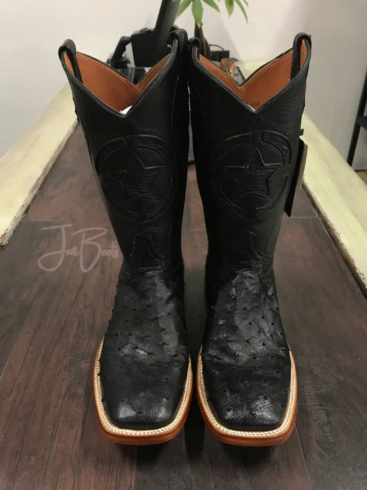 Black Ostrich- Justin - 9 E - Boots