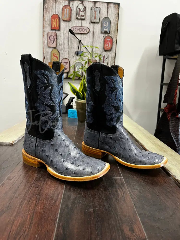Blue Jean Ostrich Boots