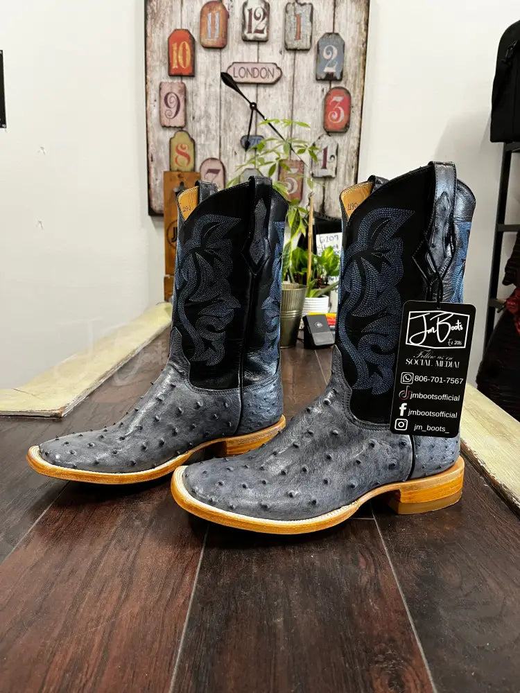Blue Jean Ostrich Boots