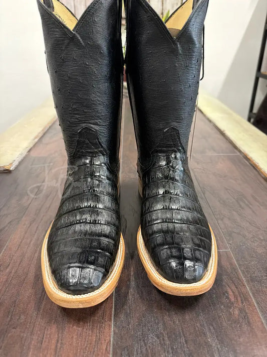 Caiman Belly- Black - 9 1/2 EE - Cowboy boots