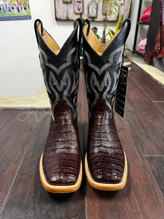 Caiman Belly- Black Cherry - 7 D - Cowboy boots