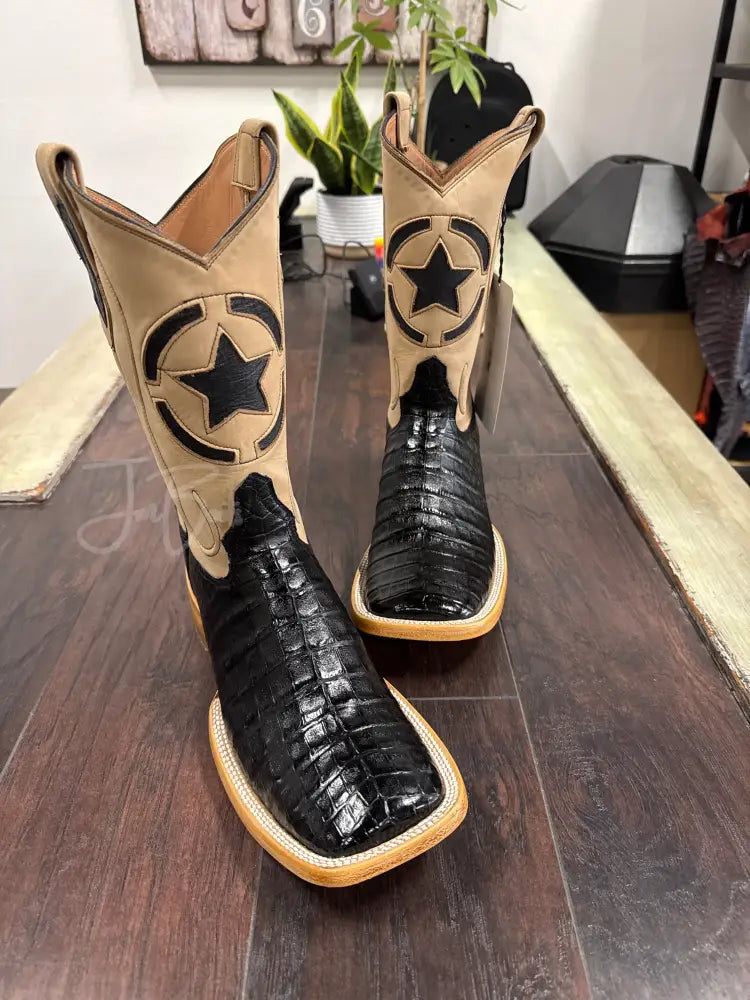 Caiman Belly-Black Cowboy boots