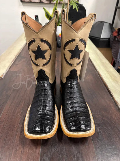 Caiman Belly-Black Cowboy boots