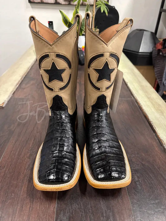 Caiman Belly-Black Cowboy boots