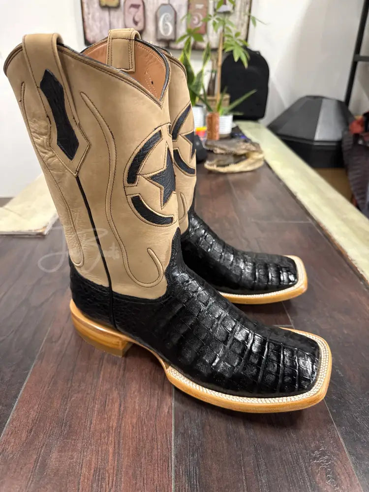 Caiman Belly-Black Cowboy boots