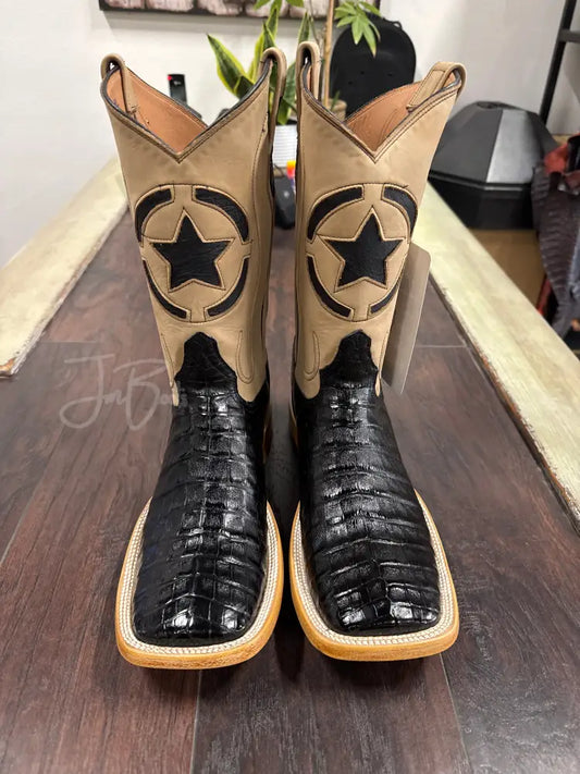 Caiman Belly-Black Cowboy boots