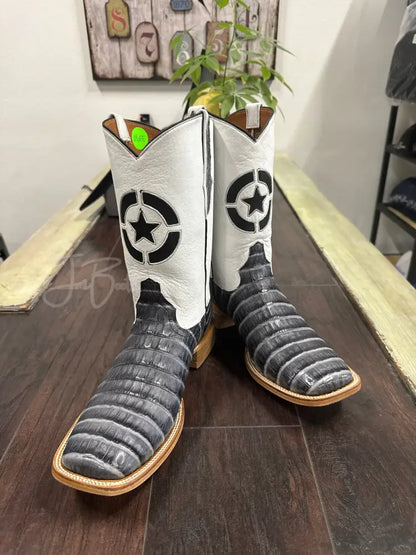 Caiman Belly- Blue black Justin - 10.5 EE - Cowboy boots