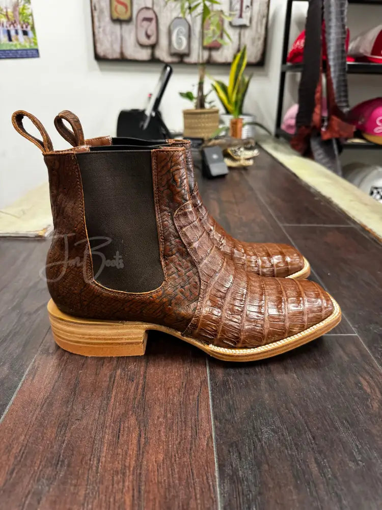 Caiman Belly Botin- Cigar - 7 1/2 D - Cowboy boots