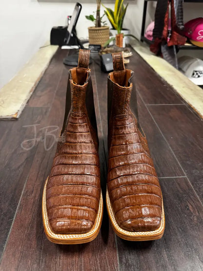 Caiman Belly Botin- Cigar - 7 1/2 D - Cowboy boots