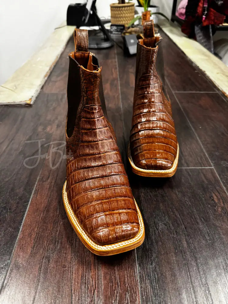 Caiman Belly Botin- Cigar - 7 1/2 D - Cowboy boots