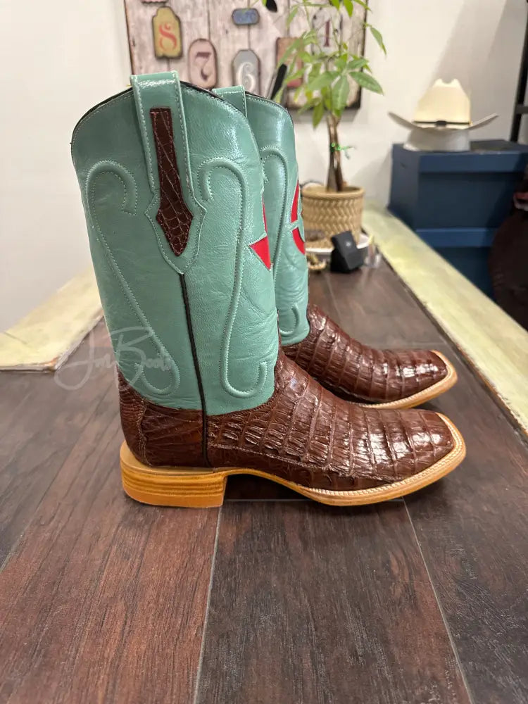 Caiman Belly- Cigar - 9.5 EE - Cowboy boots